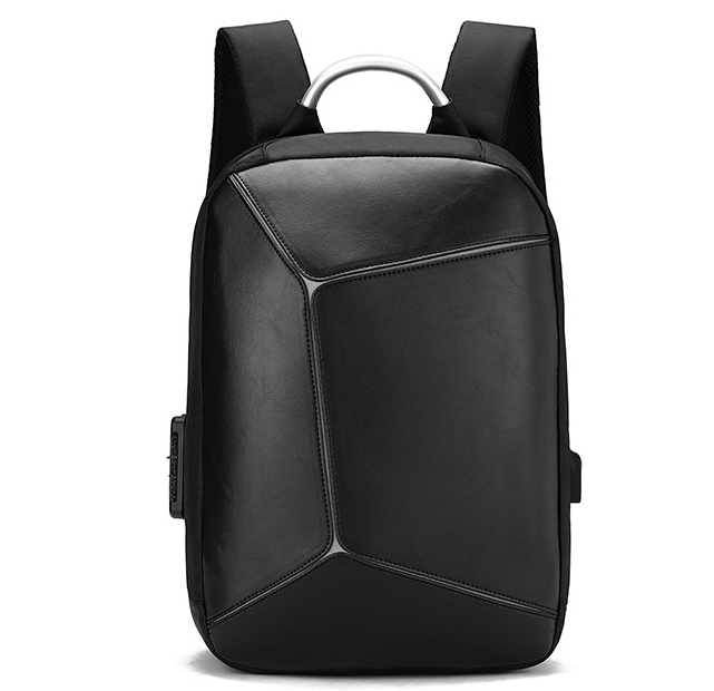 Ordinary Discount Hard Leather Handbag - Custom Fashion Black large stylish anti theft charging pu leather waterproof laptop backpack – Twinkling Star