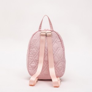 Fashion pink casual lady’s quilted small backpack