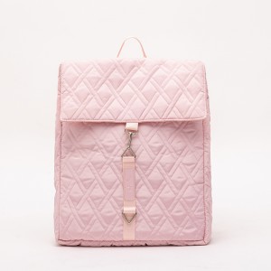 Fashion pink casual lady’s quilted backpack