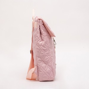 Fashion pink casual lady’s quilted backpack