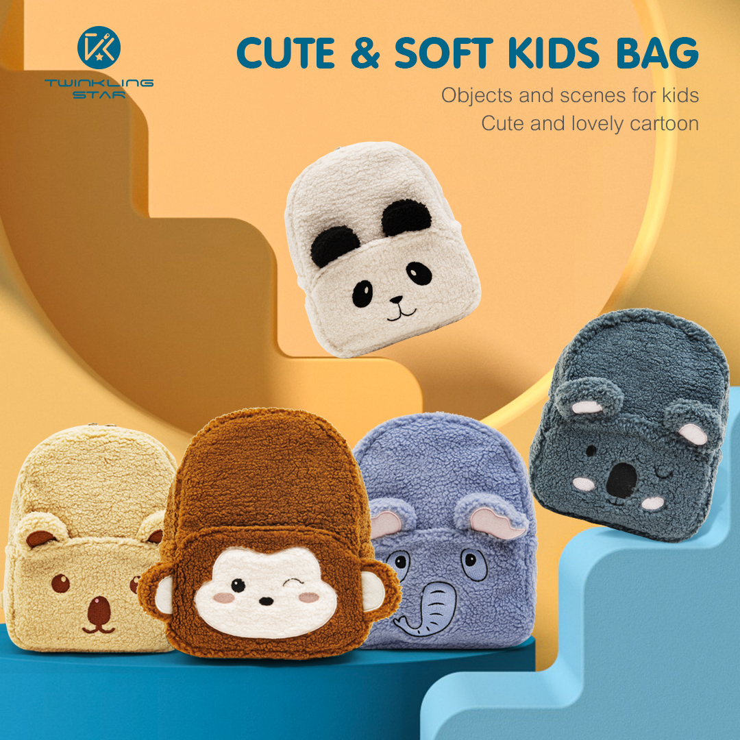 Cartoon Teddy-Velvet Children Bag Cute Animals Vivid Soft Backpack Collection | Twinkling Star