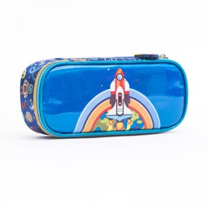 2020 Holographic Leather Cartoon Rocket Pencil Case For Boys
