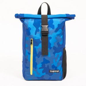 Blue Camouflage Casual Backpack Sports Backpack Roll Top Backpack