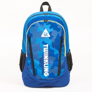 Blue transfer  print camouflage sports backpack large capacity multi-compartment backpack lightweight casual backpack