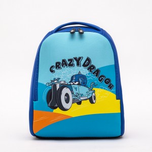Cartoon cute children’s backpack neoprene kids bag soft air permeable truck printing