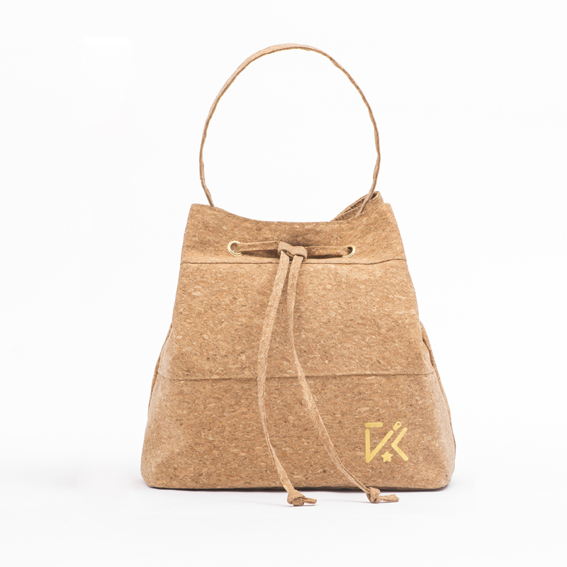 Recycled Natural Printing Paper Fashion Women Handbag Anti-tear Wood Grained Fabric Drawstring Fashion Tote bag Featured Image