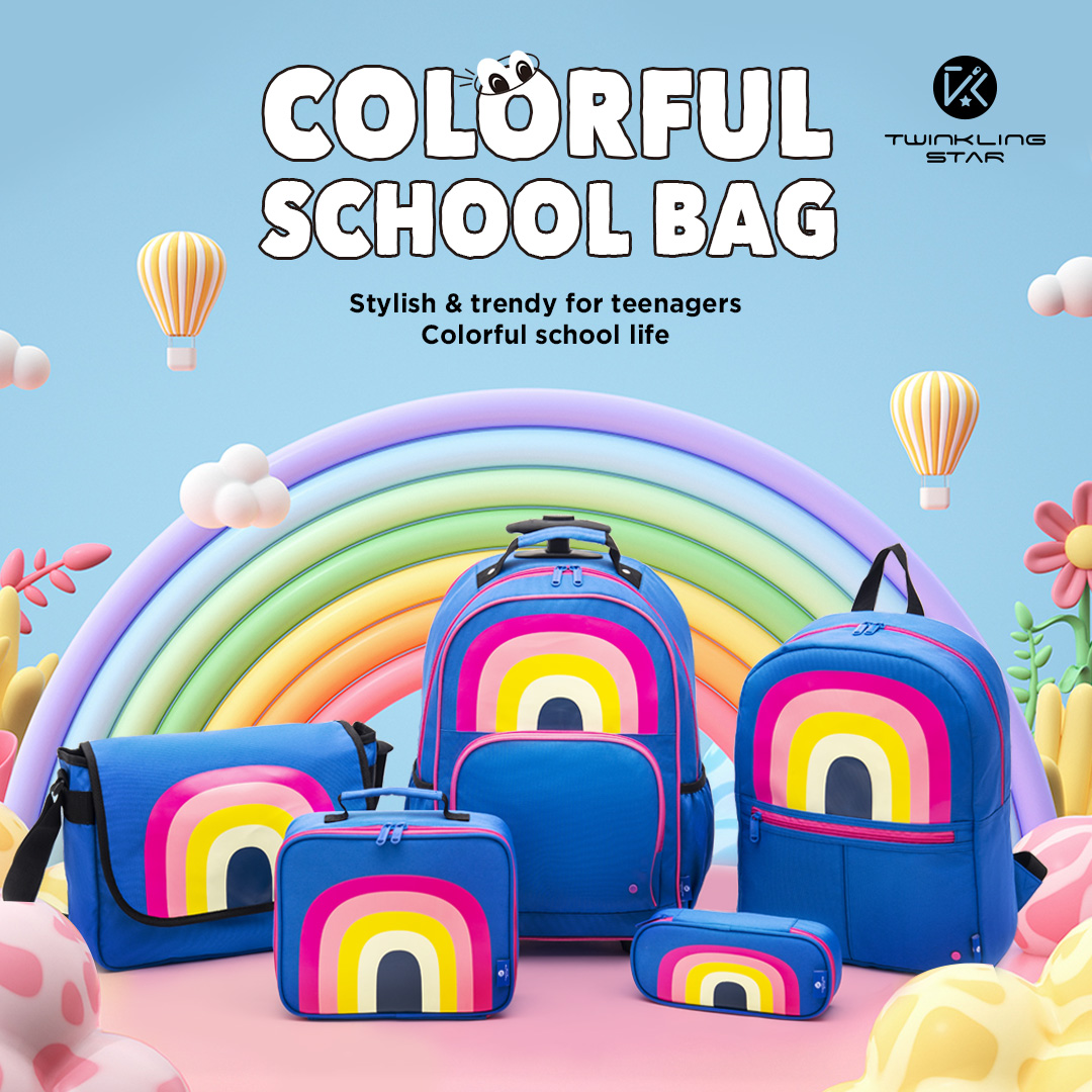 Rainbow Student Trolley Backpack Fashion Large Capacity School Bag Series | Twinkling Star