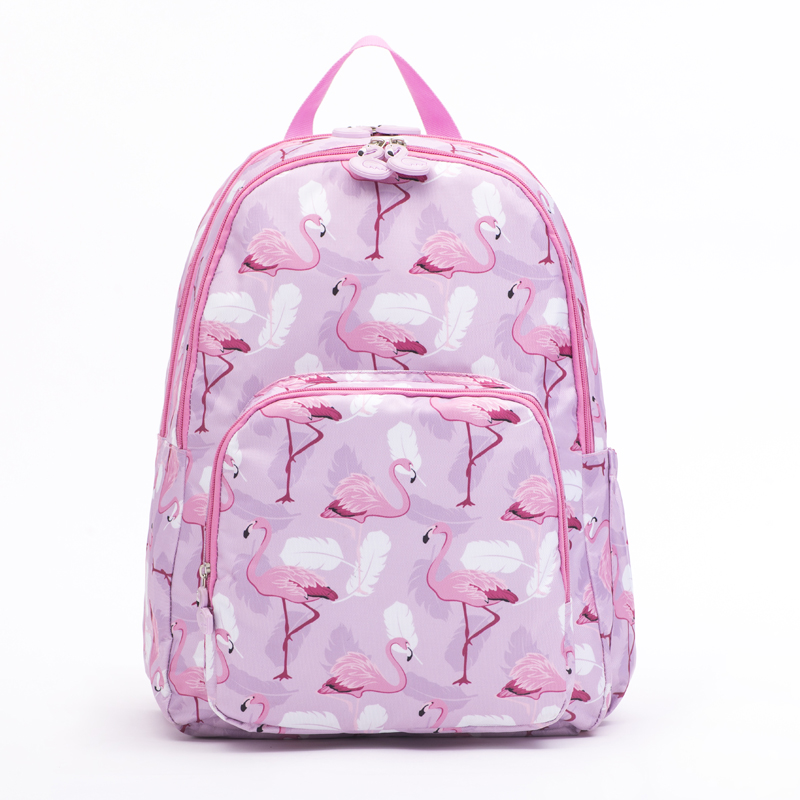 OEM Customized Fashion Backpack Bag - Pink Flamingo Backpacks Girls Bookbag 16 Inch 2 Layer Laptop Bag Shoulder Bag Casual Daypack – Twinkling Star