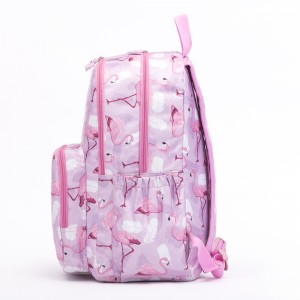 Pink Flamingo Backpacks Girls Bookbag 16 Inch 2 Layer Laptop Bag Shoulder Bag Casual Daypack
