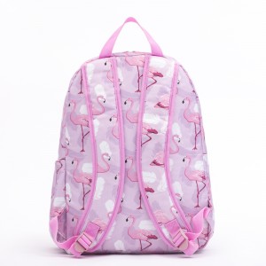Pink Flamingo Backpacks Girls Bookbag 16 Inch 2 Layer Laptop Bag Shoulder Bag Casual Daypack