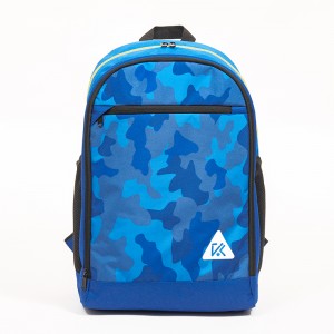 Blue transfer print camouflage backpack Large capacity sports backpack Roll-top backpack Light casual backpack Multi-compartment backpack series