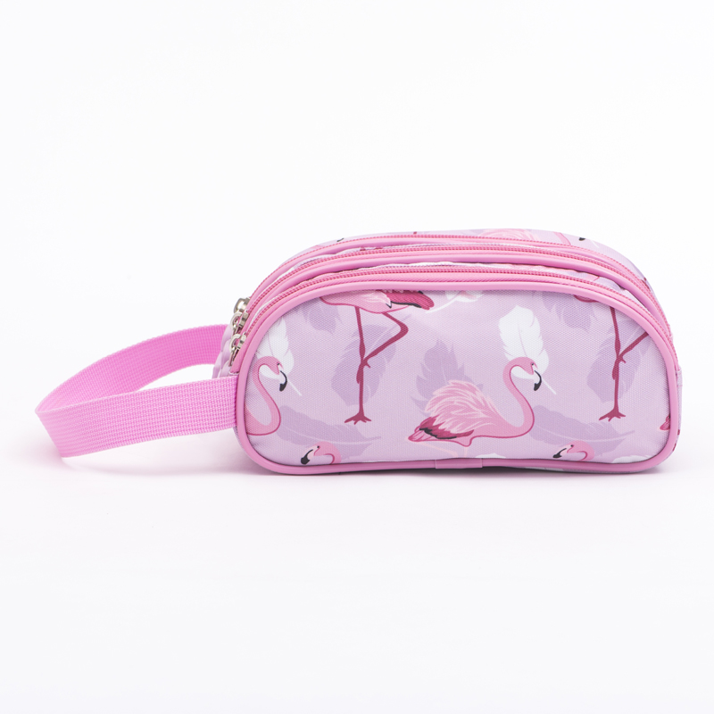 Factory For School Backpacks For University Students - Multi Compartments Pink Flamingo Pencil Case 3 Zippers Pencil Pouch Bag – Twinkling Star