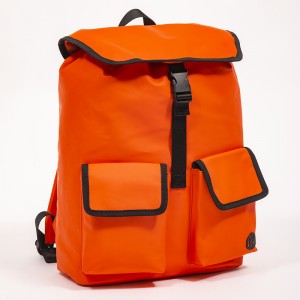 Orange matte leather backpack simple casual environmentally friendly bag large capacity fashionable backpack