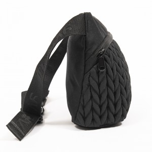 Black woven design waist bag simple bag daily bag mobile phone bag