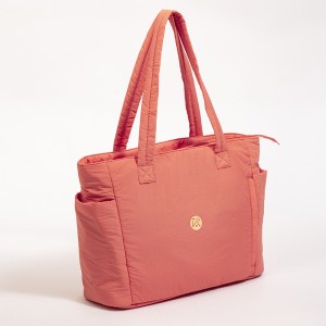 Pale orange casual fashion commuter tote bag large capacity fashionable lightweight shoulder bag handbag