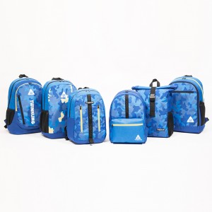 Blue transfer print camouflage backpack Large capacity sports backpack Roll-top backpack Light casual backpack Multi-compartment backpack series