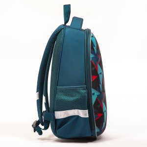 Dark green EVA hard shell backpack load-reducing spine protection backpack geometric shape pattern backpack primary school student backpack