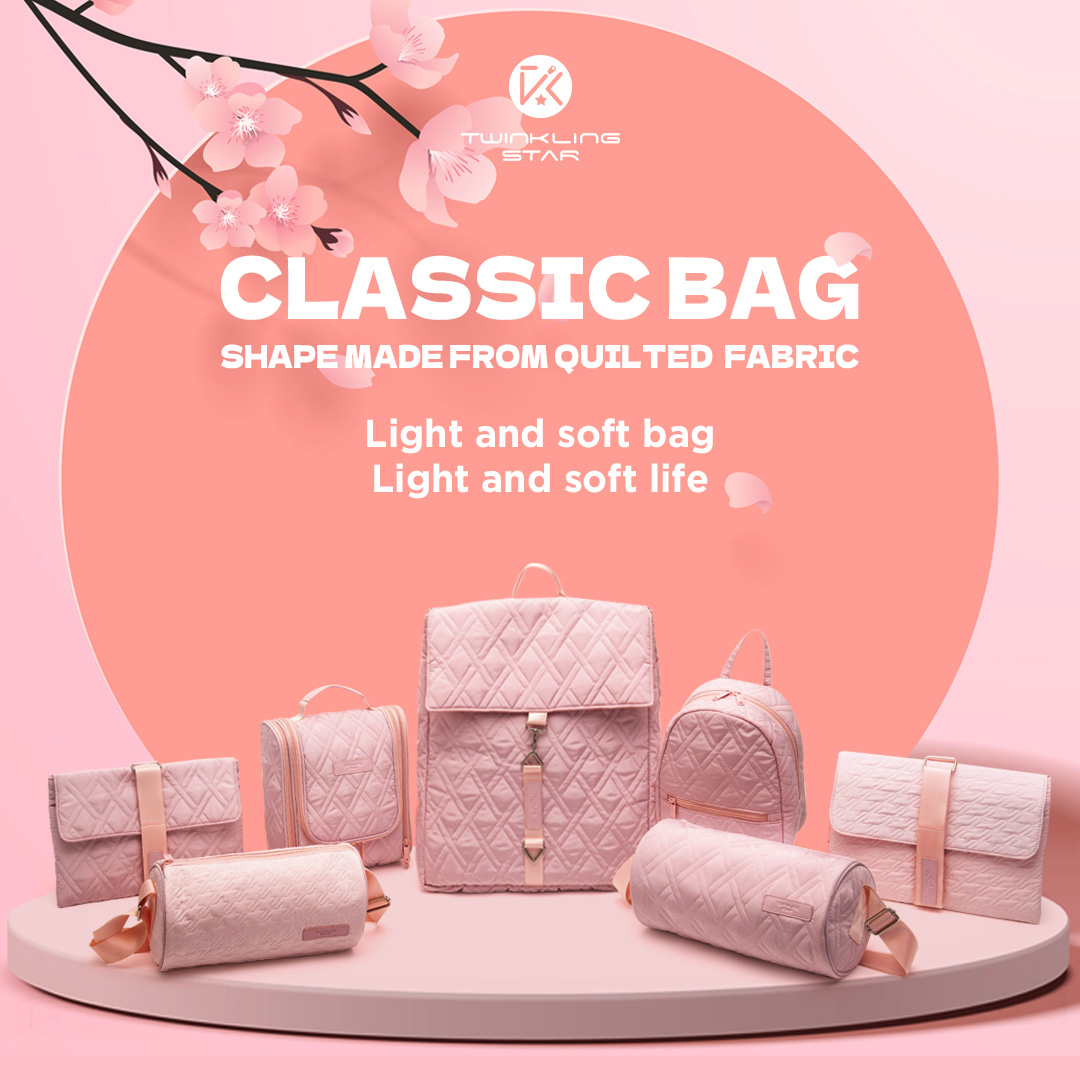 Fashion pink casual lady’s bag quilted and ultrasonic backpack series | Twinkling Star