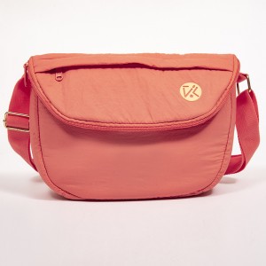 Pale orange multi-compartment shoulder bag large capacity handbag folding crossbody bag casual bag