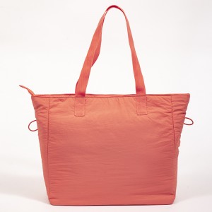 Pale Orange Pleated Tote Bag Soft Handbag Lightweight Shoulder Bag Casual Bag