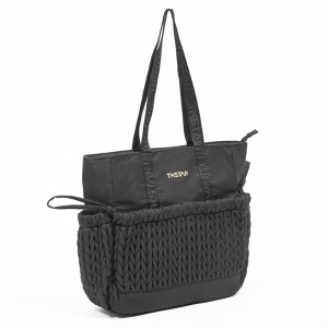 Black Large Capacity Tote Bag Woven Design Shoulder Bag Fashion Handbag
