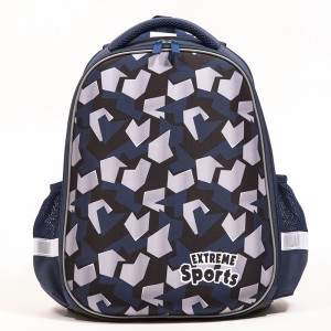 Dark blue EVA hard shell backpack load-reducing spine protection backpack geometric shape pattern backpack primary school student backpack