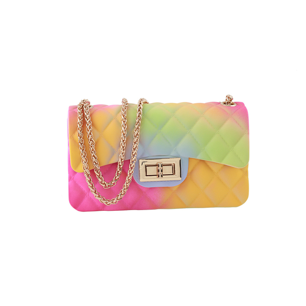OEM Factory for Women Sling Bag - Colorful rhombus gradient jelly bag matte frosted one shoulder messenger bag – Twinkling Star