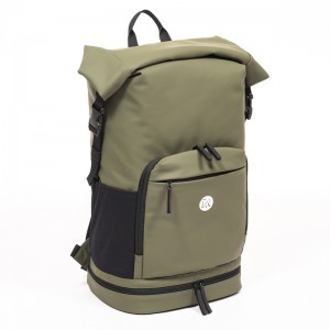 Green GRS leather large capacity computer backpack travel computer backpack fashionable leisure bag