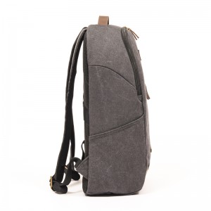 GRS Cotton GRS PU Leather Gray Fashion Casual Laptop Backpack with Genuine Leather LOGO