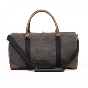 Gray GRS Cotton GRS PU Leather Duffel Bag Large Capacity Shoulder Bag Fashion Casual Travel Bag