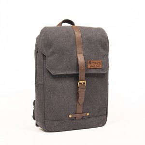 ECO Laptop Backpack GRS Cotton GRS PU Leather Fashion Computer Backpack with Leather LOGO