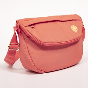 Pale orange multi-compartment shoulder bag large capacity handbag folding crossbody bag casual bag