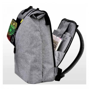 Leisure Backpack 14 Inches Casual Travel Laptop Rucksack College Student School Bag Gray Blue Anti-theft