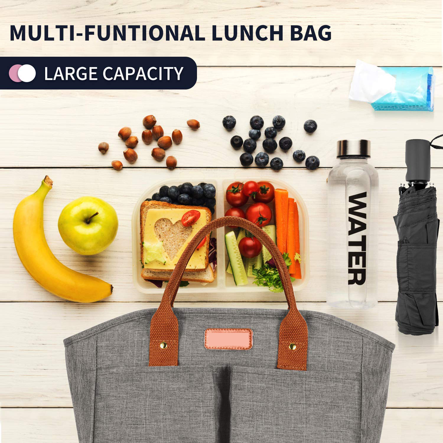 Kadınlar için Öğle Yemeği Çantaları Yalıtımlı Moda Öğle Yemeği Kutusu İş için Büyük Yetişkin Öğle Yemeği Çantası (5)