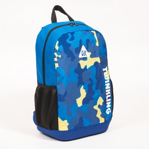 Blue camouflage backpack fashion transfer print camouflage large capacity lightweight sports backpack