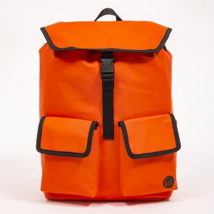 Orange matte leather backpack simple casual environmentally friendly bag large capacity fashionable backpack