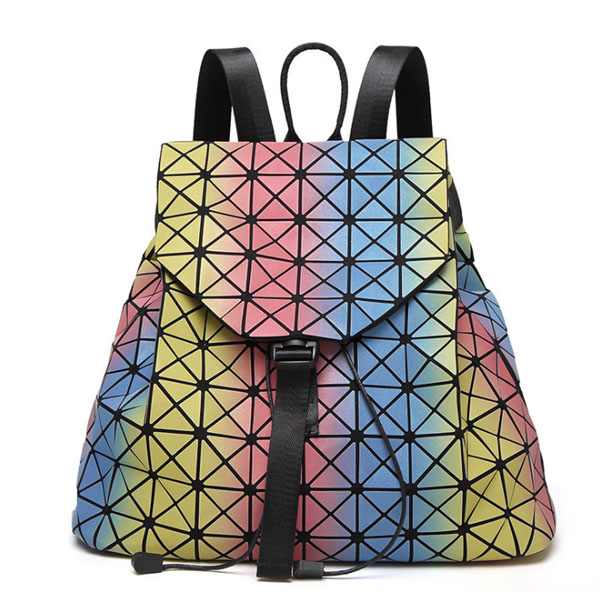 Factory directly supply Hand Bags Set - New Women fashion luminous Geometric Laptop Sling Drawstring Bag Leather Backpack School Bags Ladies – Twinkling Star