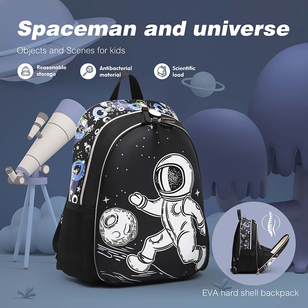 School Backpack Set Astronaut Backpack BTS Trolley Bag Boys Children Wheeled Cartoon |Twinkling Star