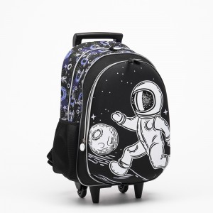2021 New Trolley Spaceman School Backpack Boys Children Wheeled Cartoon School Bag Backpack