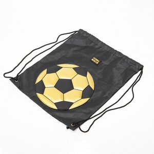 Gold foil soccer printing drawstring bag