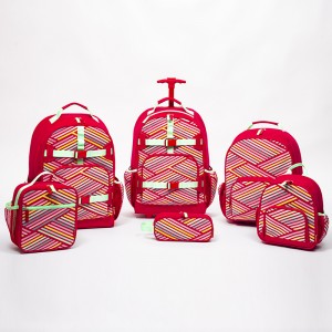 Fashion light in dark student trolley backpack mini backpack lunch bag pencil case collection